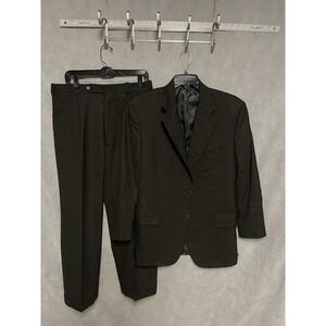 Tom James Suit Men 40L Olive Birds Eye Flannel Bespoke Surgeon Cuff P 34X29 Luxe